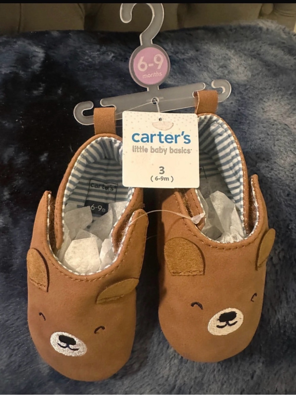Carter's Tan Brown Bear Soft Baby Slip-On Shoes